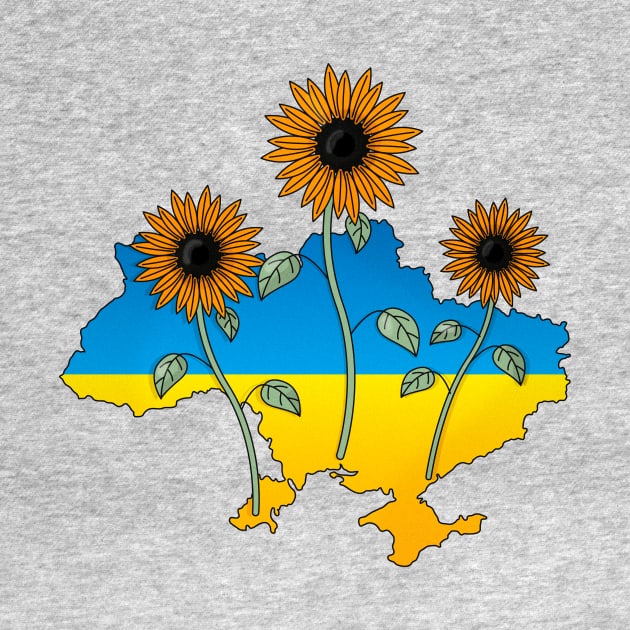 Ukraine map nature with sunflowers and love by Polikarp308